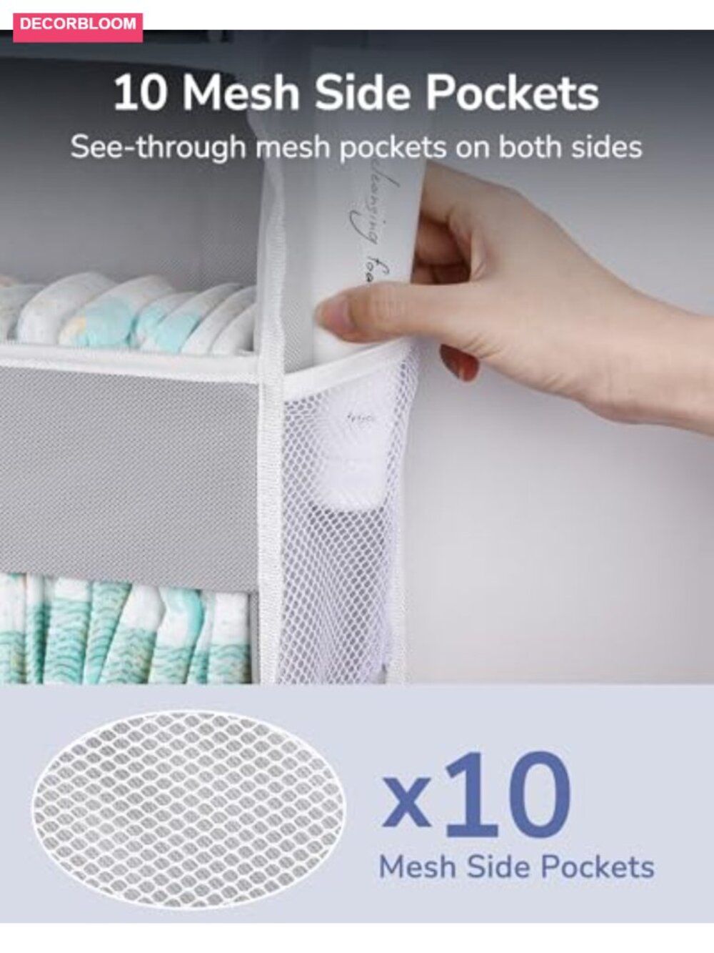 5-Layer Over Door Storage Organizer with Mesh Pockets, Clear Windows, 44 lbs - Picture 4 of 6